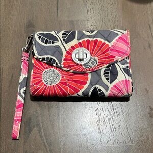 Vera Bradley Red and Pink Floral Clutch